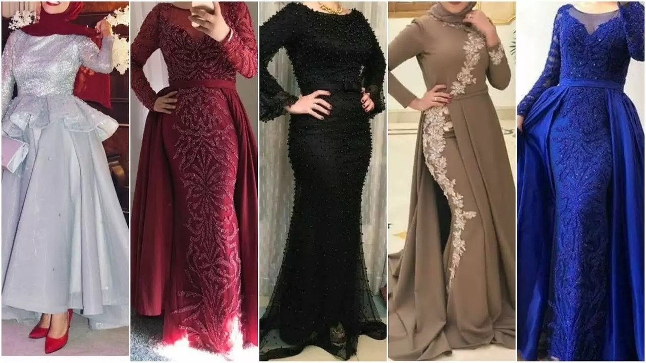موديلات فساتين شيفون كم طويل للمحجبات